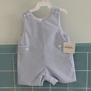 NWT Petit Baby Boys Blue Gingham Jon Jon Sz 6mo